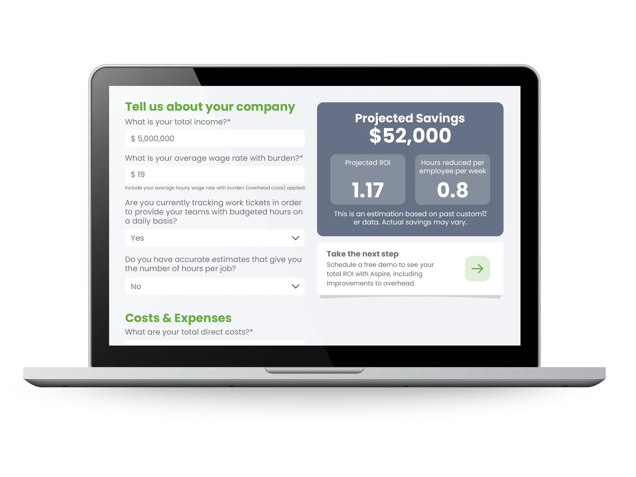 ROI calculator for landscape companies