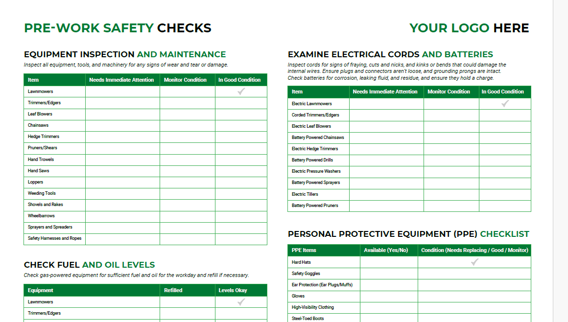 Landscaping Safety Checklist Template (+Free PDF Download) > Screenshot 1 Image