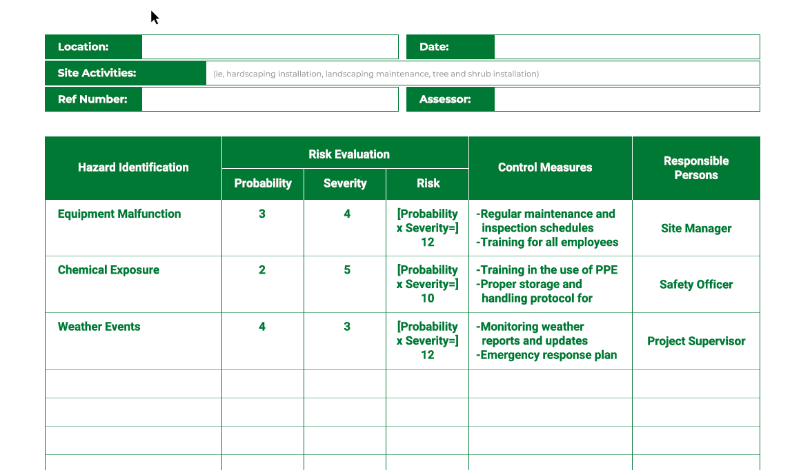 Landscaping Risk Assessment Template (+Free PDF Download) > Screenshot 2