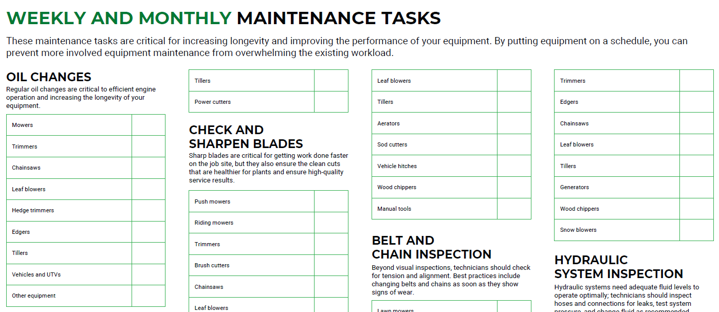 Landscaping Equipment Maintenance Checklist Screenshot 2