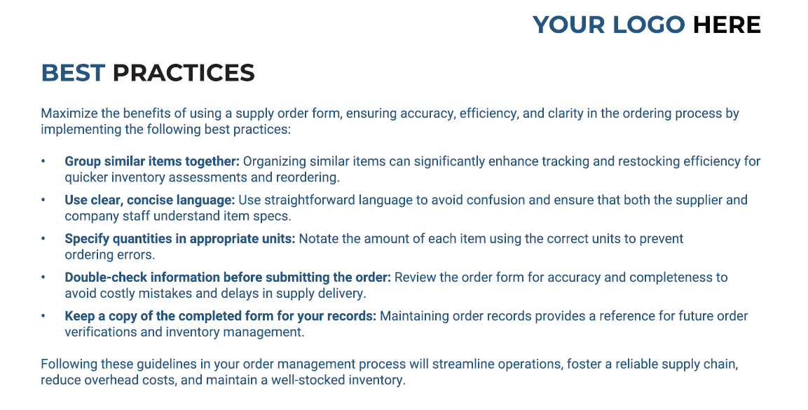 Cleaning Supply Order Form Template (+Free PDF Download) > Image 2
