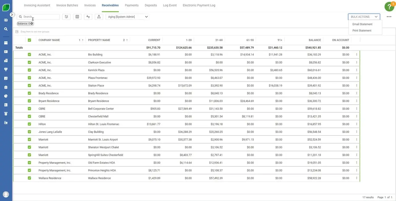 Product Screenshot | Receivables