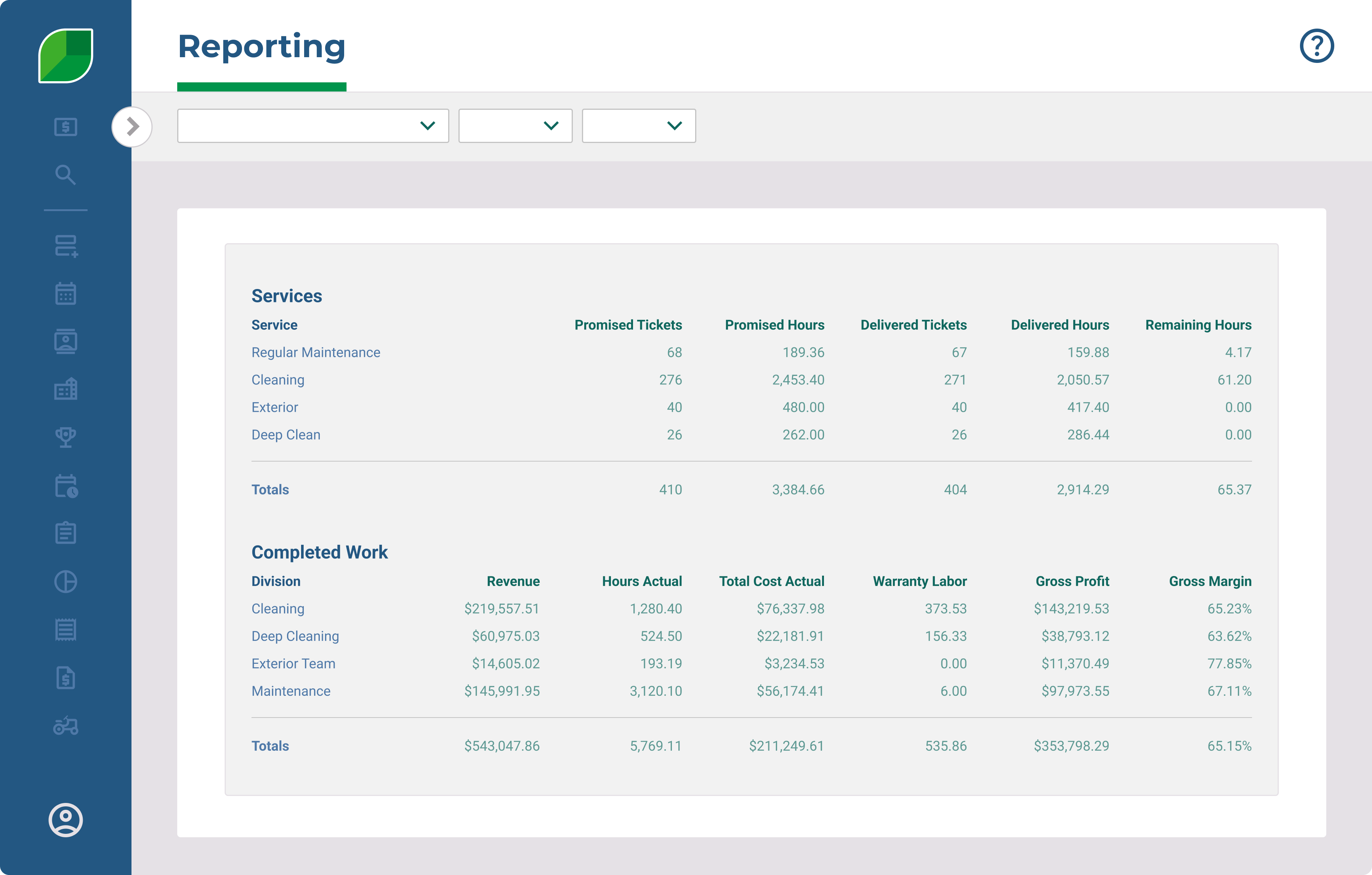 Product Illustration | Reporting - Services & Completed Work Revenue Hours