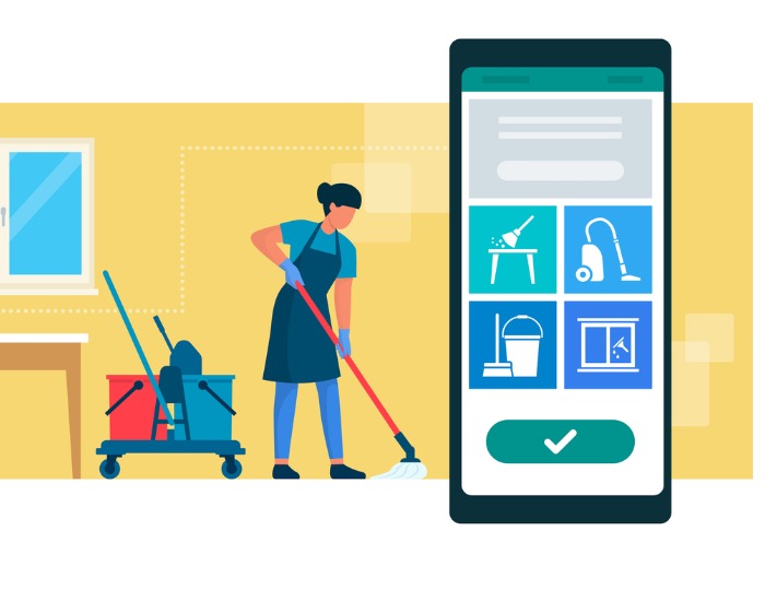 illustration of cleaning app